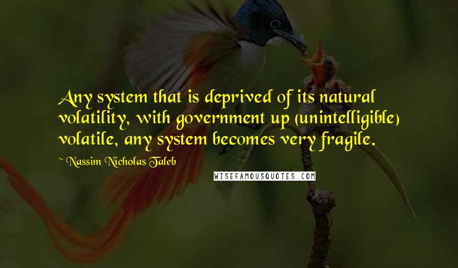 Nassim Nicholas Taleb Quotes: Any system that is deprived of its natural volatility, with government up (unintelligible) volatile, any system becomes very fragile.
