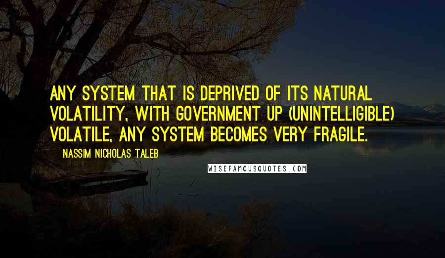 Nassim Nicholas Taleb Quotes: Any system that is deprived of its natural volatility, with government up (unintelligible) volatile, any system becomes very fragile.