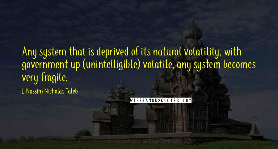 Nassim Nicholas Taleb Quotes: Any system that is deprived of its natural volatility, with government up (unintelligible) volatile, any system becomes very fragile.