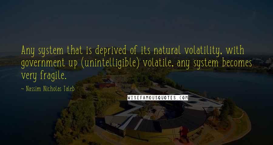 Nassim Nicholas Taleb Quotes: Any system that is deprived of its natural volatility, with government up (unintelligible) volatile, any system becomes very fragile.