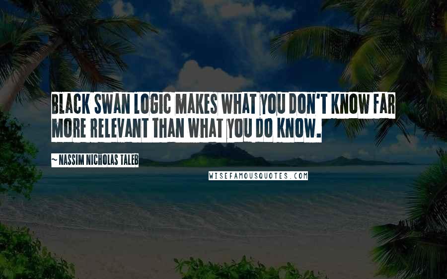 Nassim Nicholas Taleb Quotes: Black Swan logic makes what you don't know far more relevant than what you do know.
