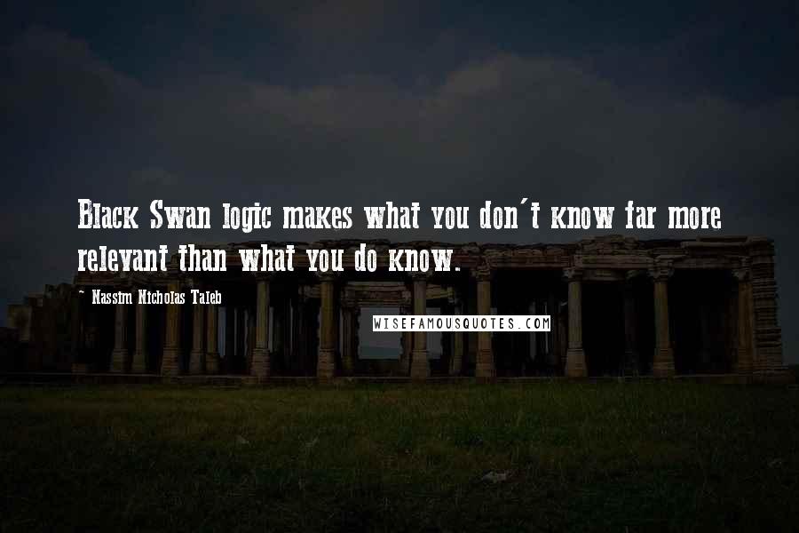 Nassim Nicholas Taleb Quotes: Black Swan logic makes what you don't know far more relevant than what you do know.