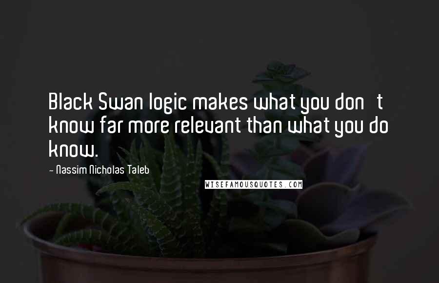 Nassim Nicholas Taleb Quotes: Black Swan logic makes what you don't know far more relevant than what you do know.
