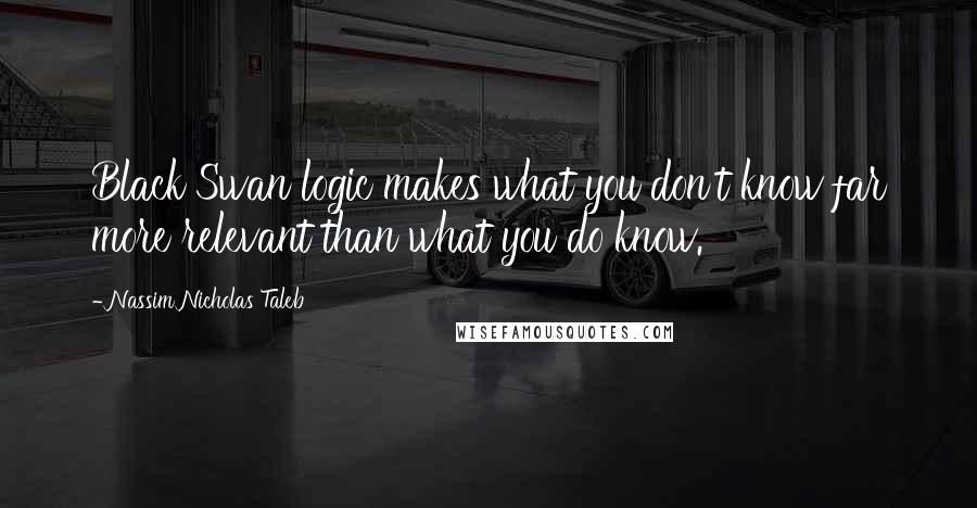 Nassim Nicholas Taleb Quotes: Black Swan logic makes what you don't know far more relevant than what you do know.