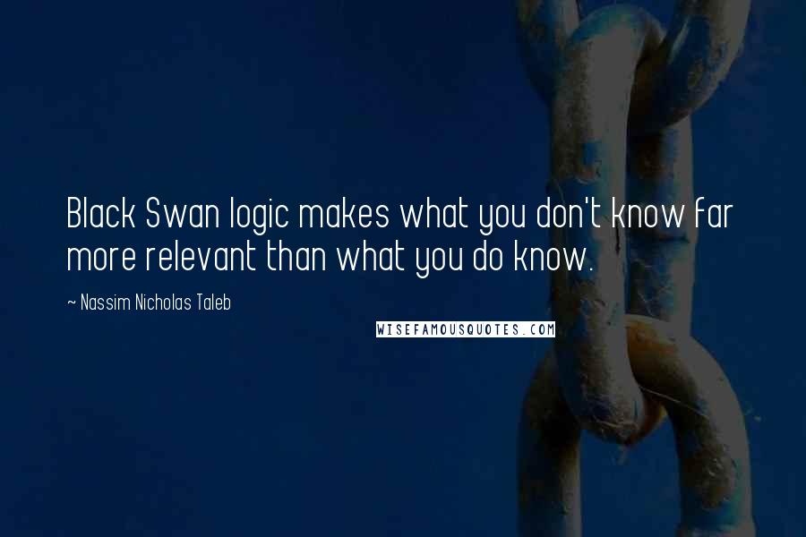 Nassim Nicholas Taleb Quotes: Black Swan logic makes what you don't know far more relevant than what you do know.
