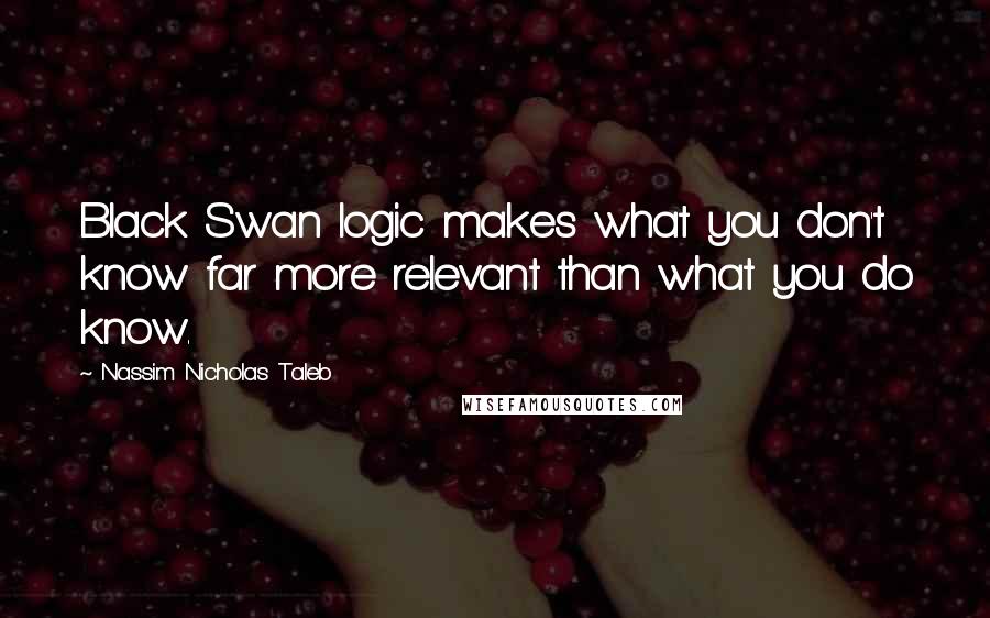 Nassim Nicholas Taleb Quotes: Black Swan logic makes what you don't know far more relevant than what you do know.