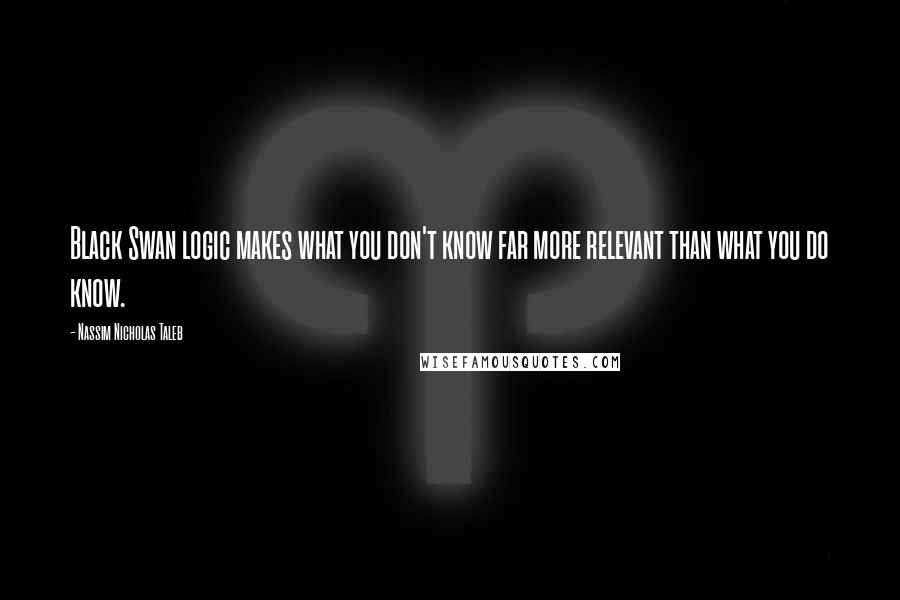 Nassim Nicholas Taleb Quotes: Black Swan logic makes what you don't know far more relevant than what you do know.