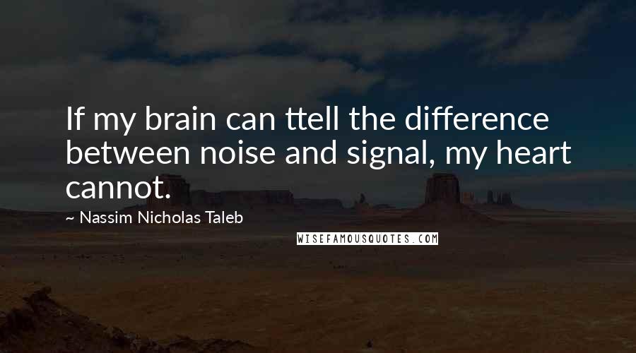 Nassim Nicholas Taleb Quotes: If my brain can ttell the difference between noise and signal, my heart cannot.