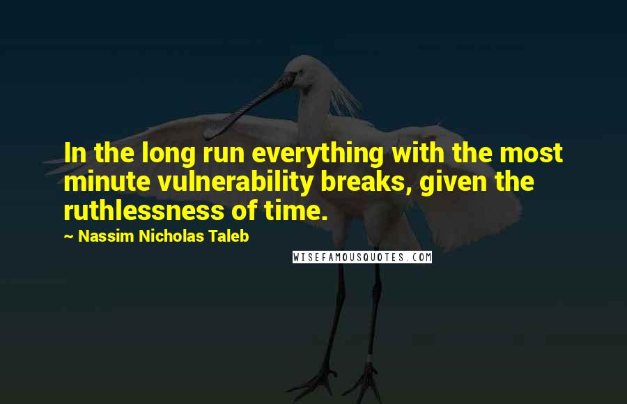 Nassim Nicholas Taleb Quotes: In the long run everything with the most minute vulnerability breaks, given the ruthlessness of time.