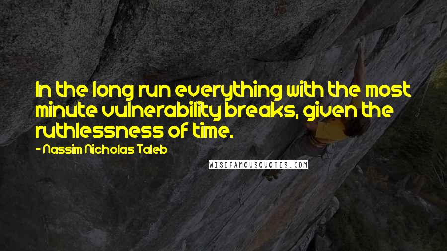 Nassim Nicholas Taleb Quotes: In the long run everything with the most minute vulnerability breaks, given the ruthlessness of time.