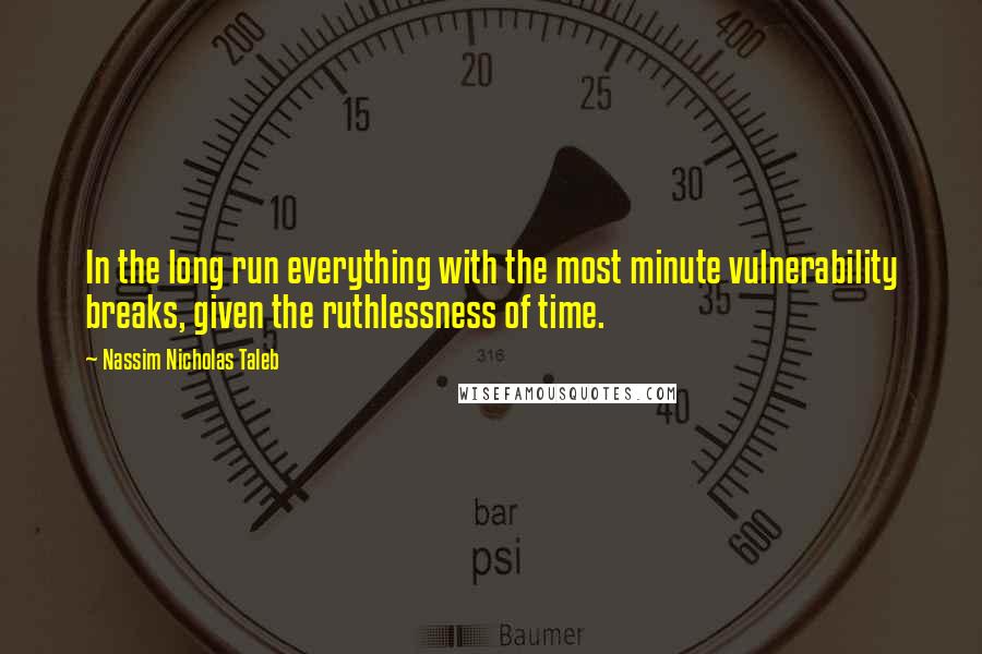 Nassim Nicholas Taleb Quotes: In the long run everything with the most minute vulnerability breaks, given the ruthlessness of time.