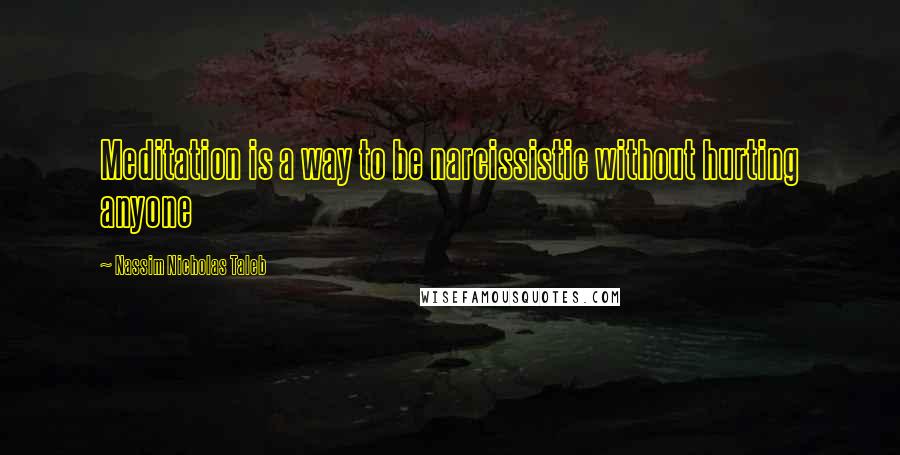 Nassim Nicholas Taleb Quotes: Meditation is a way to be narcissistic without hurting anyone