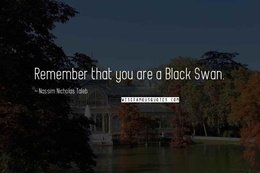 Nassim Nicholas Taleb Quotes: Remember that you are a Black Swan.