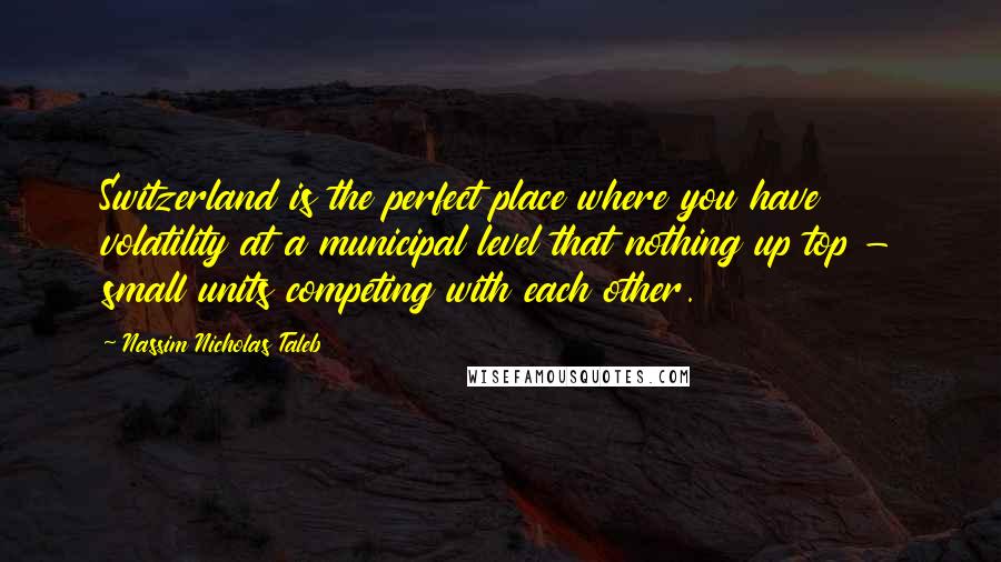 Nassim Nicholas Taleb Quotes: Switzerland is the perfect place where you have volatility at a municipal level that nothing up top - small units competing with each other.