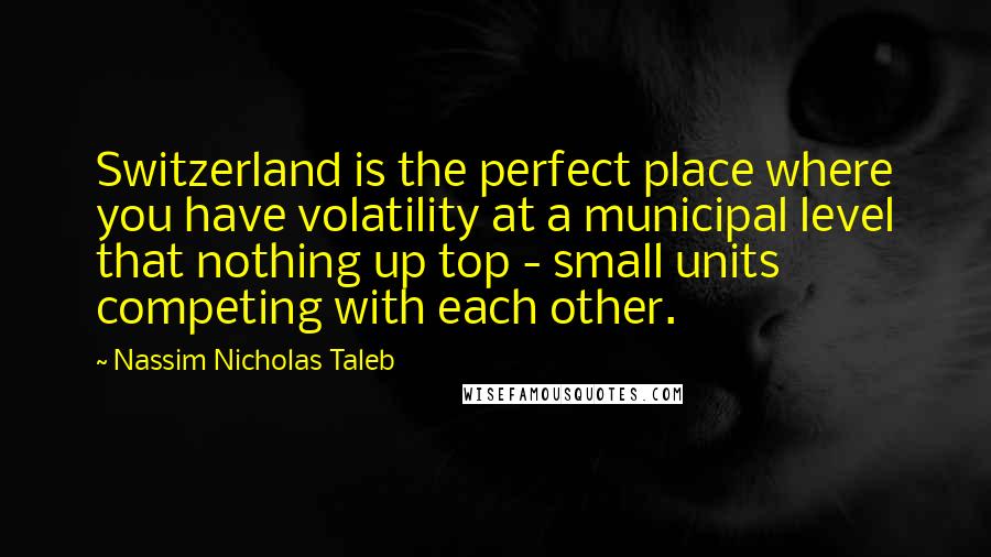 Nassim Nicholas Taleb Quotes: Switzerland is the perfect place where you have volatility at a municipal level that nothing up top - small units competing with each other.