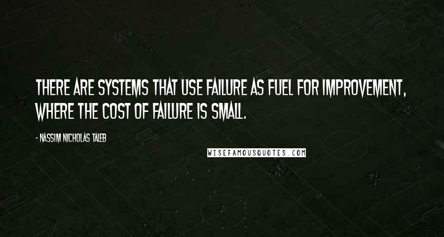 Nassim Nicholas Taleb Quotes: There are systems that use failure as fuel for improvement, where the cost of failure is small.