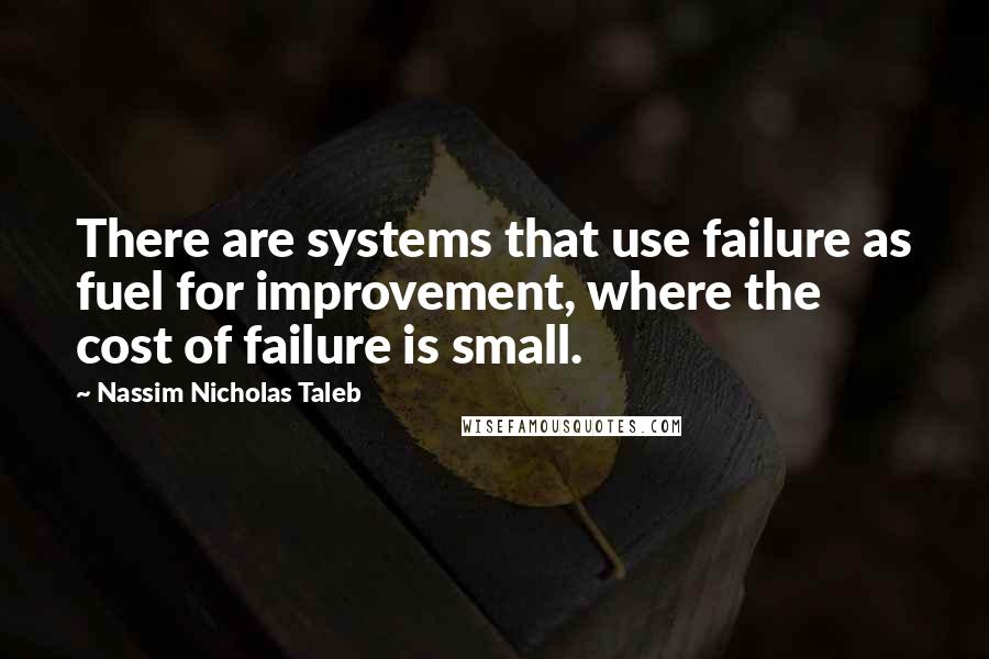 Nassim Nicholas Taleb Quotes: There are systems that use failure as fuel for improvement, where the cost of failure is small.