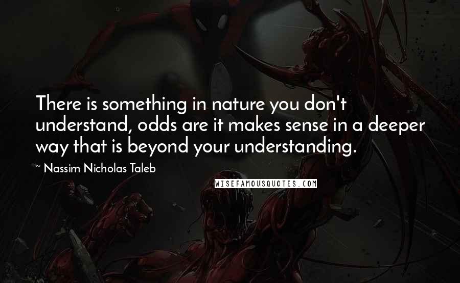 Nassim Nicholas Taleb Quotes: There is something in nature you don't understand, odds are it makes sense in a deeper way that is beyond your understanding.