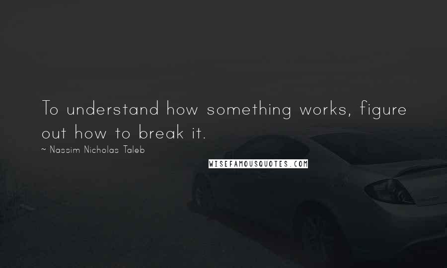 Nassim Nicholas Taleb Quotes: To understand how something works, figure out how to break it.