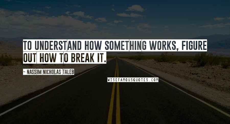 Nassim Nicholas Taleb Quotes: To understand how something works, figure out how to break it.