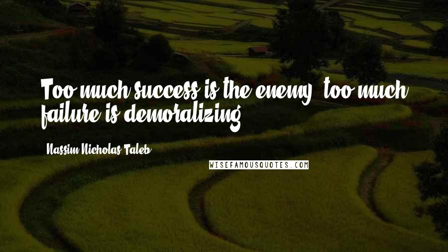 Nassim Nicholas Taleb Quotes: Too much success is the enemy, too much failure is demoralizing.