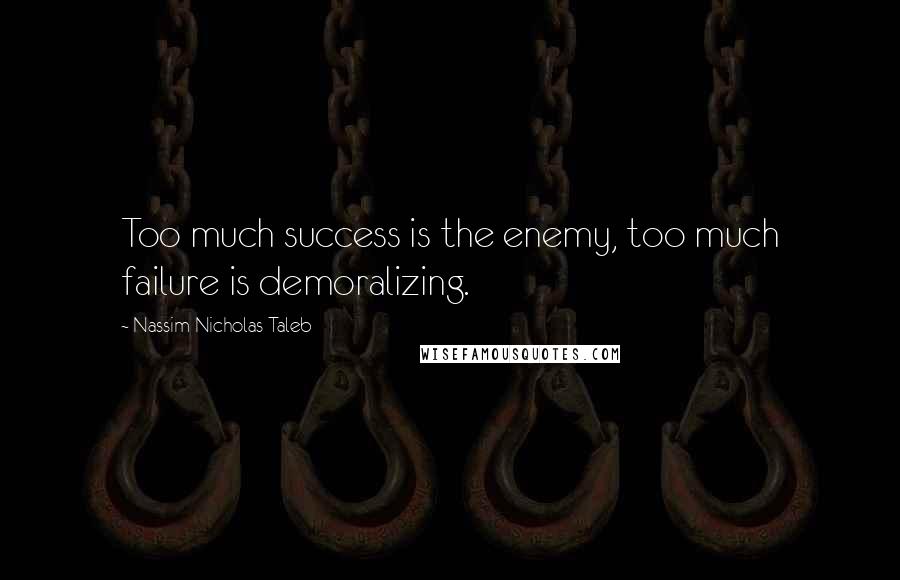 Nassim Nicholas Taleb Quotes: Too much success is the enemy, too much failure is demoralizing.