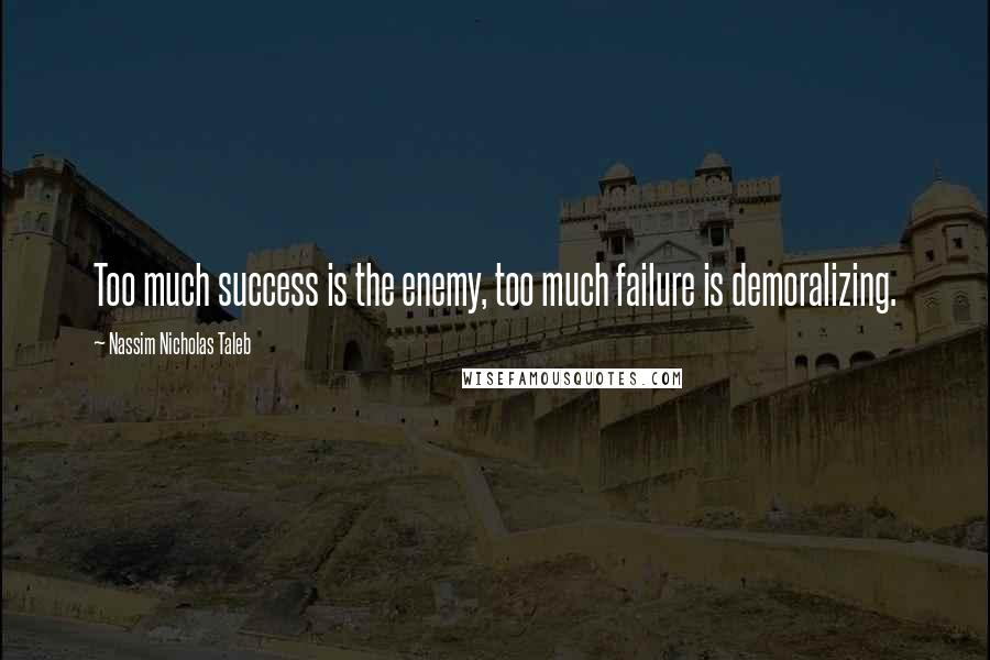 Nassim Nicholas Taleb Quotes: Too much success is the enemy, too much failure is demoralizing.