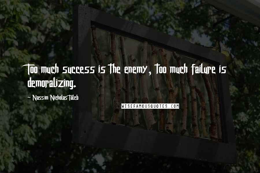 Nassim Nicholas Taleb Quotes: Too much success is the enemy, too much failure is demoralizing.