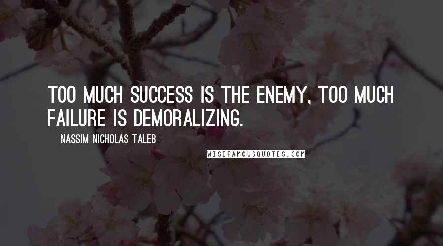 Nassim Nicholas Taleb Quotes: Too much success is the enemy, too much failure is demoralizing.