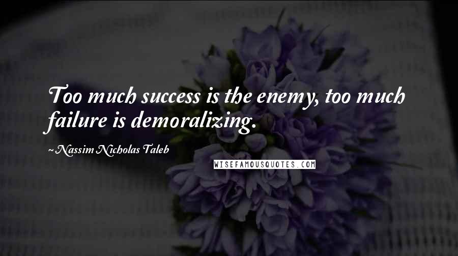 Nassim Nicholas Taleb Quotes: Too much success is the enemy, too much failure is demoralizing.