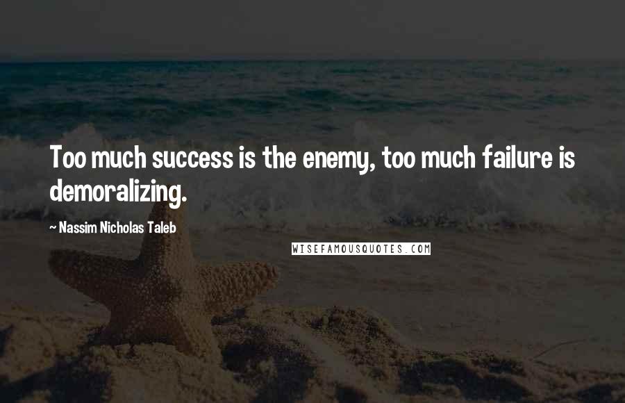 Nassim Nicholas Taleb Quotes: Too much success is the enemy, too much failure is demoralizing.