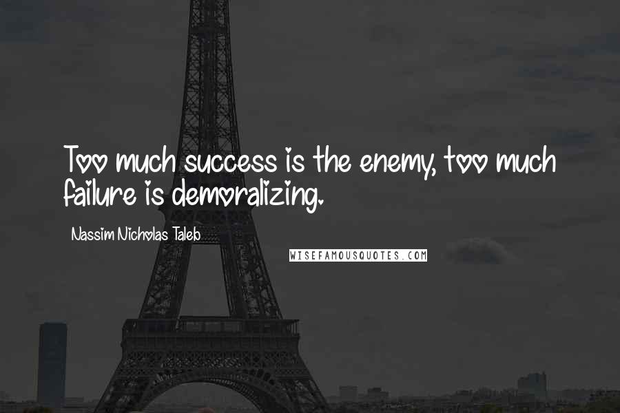 Nassim Nicholas Taleb Quotes: Too much success is the enemy, too much failure is demoralizing.