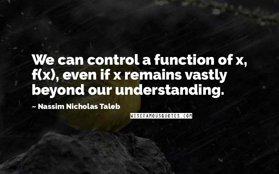 Nassim Nicholas Taleb Quotes: We can control a function of x, f(x), even if x remains vastly beyond our understanding.
