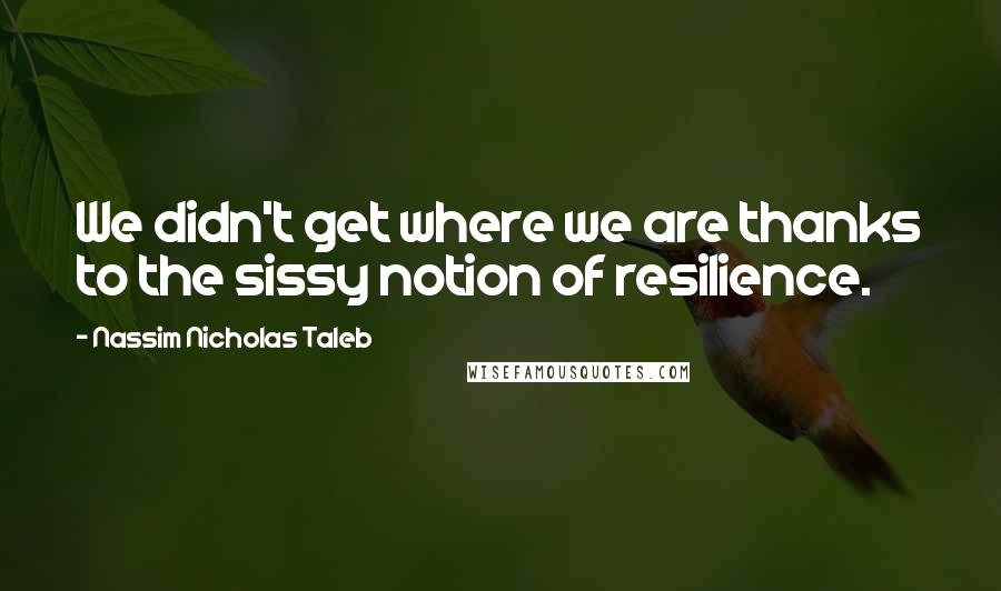 Nassim Nicholas Taleb Quotes: We didn't get where we are thanks to the sissy notion of resilience.