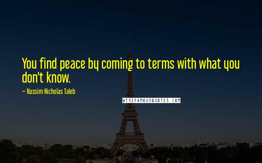 Nassim Nicholas Taleb Quotes: You find peace by coming to terms with what you don't know.