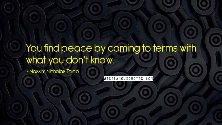 Nassim Nicholas Taleb Quotes: You find peace by coming to terms with what you don't know.