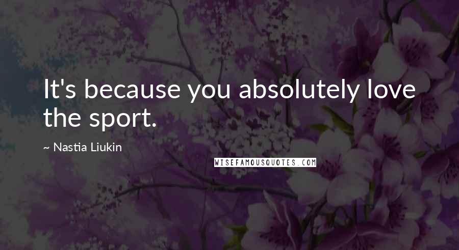 Nastia Liukin Quotes: It's because you absolutely love the sport.