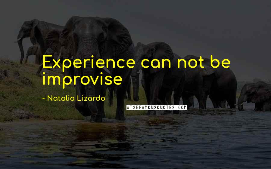 Natalia Lizardo Quotes: Experience can not be improvise