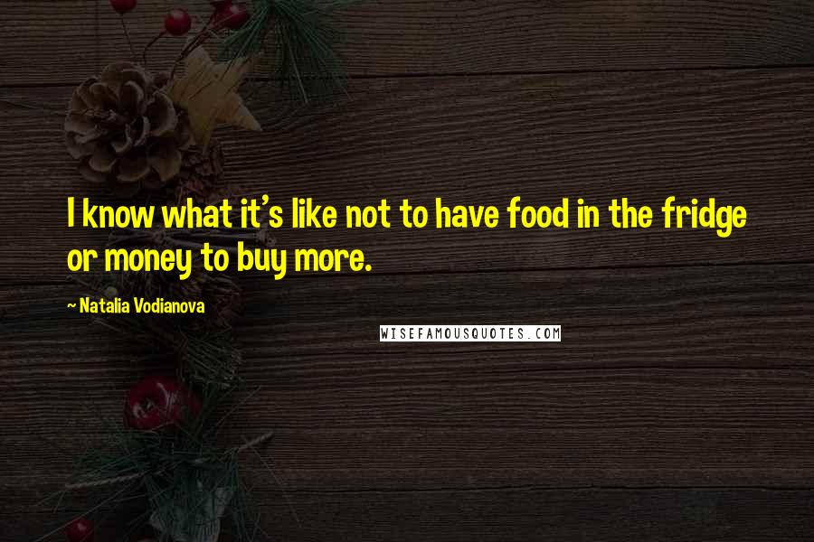 Natalia Vodianova Quotes: I know what it's like not to have food in the fridge or money to buy more.