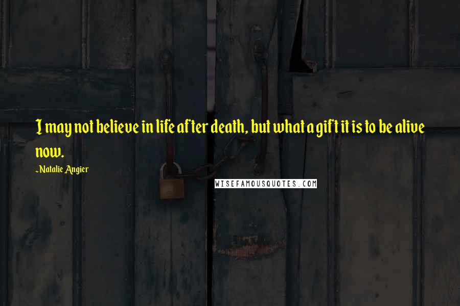 Natalie Angier Quotes: I may not believe in life after death, but what a gift it is to be alive now.