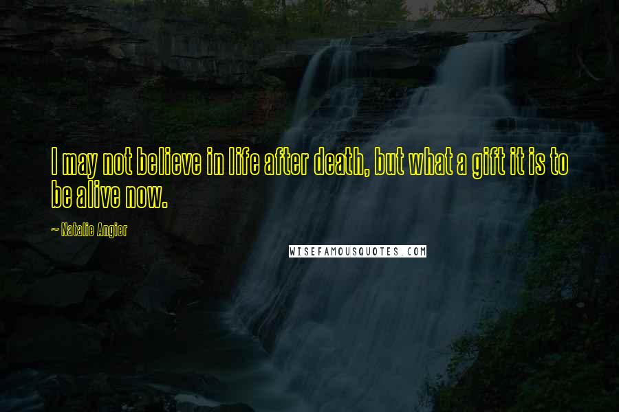 Natalie Angier Quotes: I may not believe in life after death, but what a gift it is to be alive now.