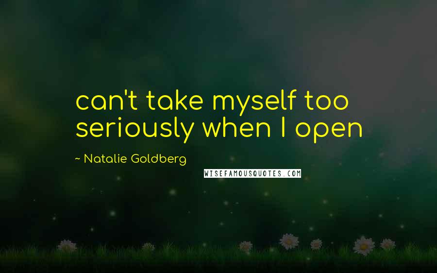 Natalie Goldberg Quotes: can't take myself too seriously when I open