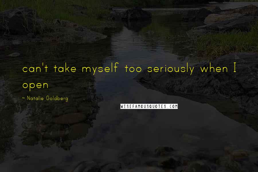 Natalie Goldberg Quotes: can't take myself too seriously when I open