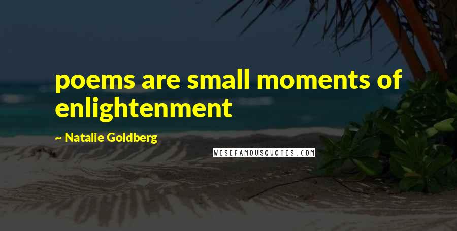 Natalie Goldberg Quotes: poems are small moments of enlightenment