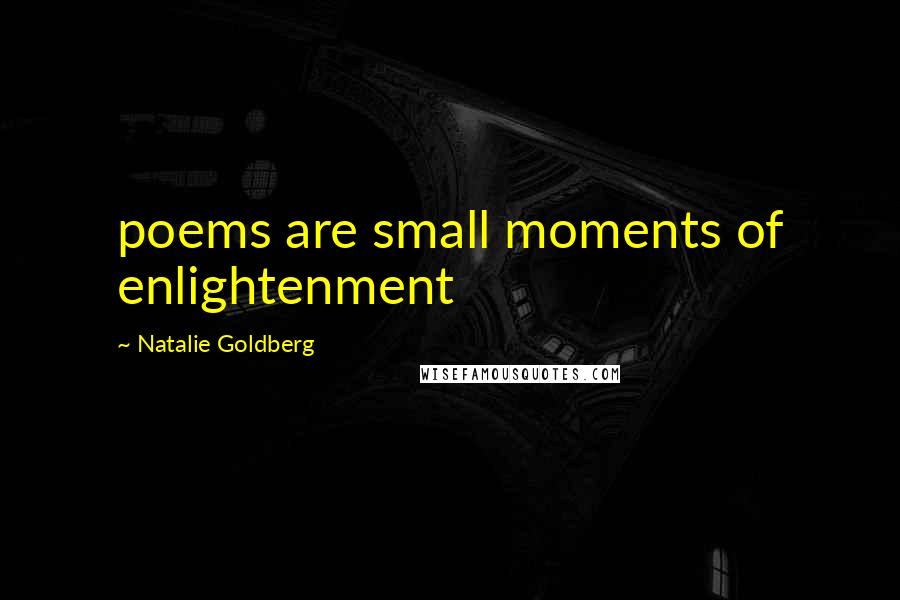 Natalie Goldberg Quotes: poems are small moments of enlightenment