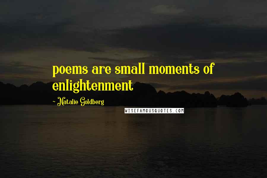 Natalie Goldberg Quotes: poems are small moments of enlightenment