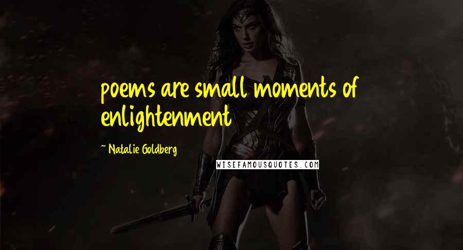 Natalie Goldberg Quotes: poems are small moments of enlightenment
