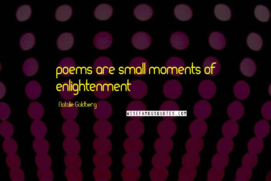 Natalie Goldberg Quotes: poems are small moments of enlightenment