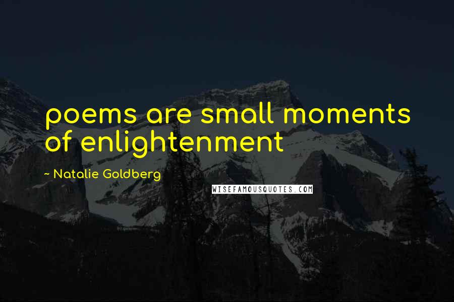 Natalie Goldberg Quotes: poems are small moments of enlightenment