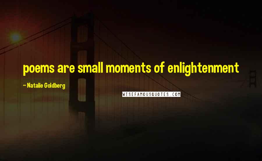 Natalie Goldberg Quotes: poems are small moments of enlightenment
